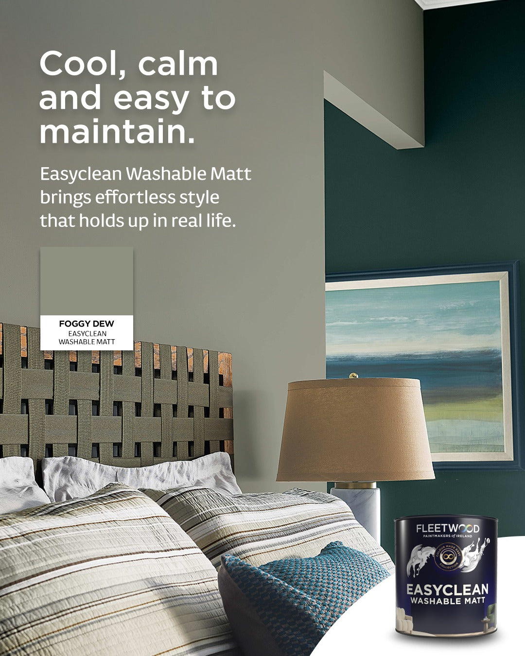 Leicht zu reinigende (wasch- und scheuerfeste) matte Farbe 16m²/l